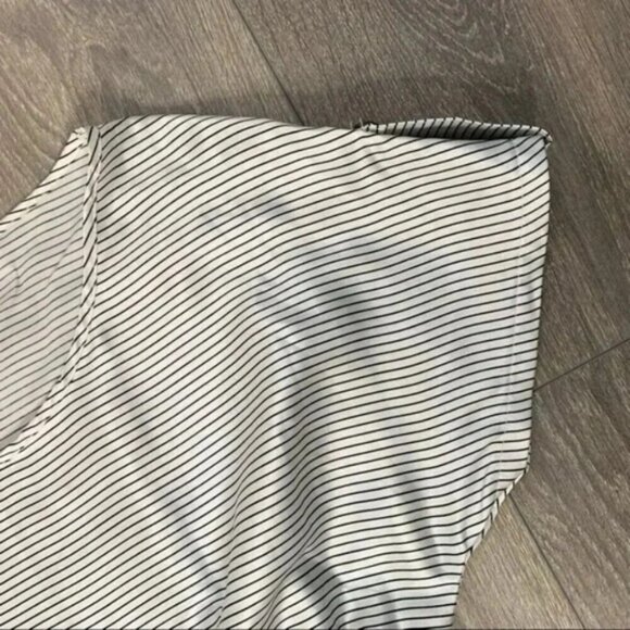 Mink pink Stripes Satin Mini Dress Short Sleeve  Black White Size Small - Picture 7 of 16